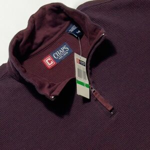NEW Chaps Burgundy with Navy 1/4 Zip‎ Pullover Mock Neck Sweater Size L Perfect